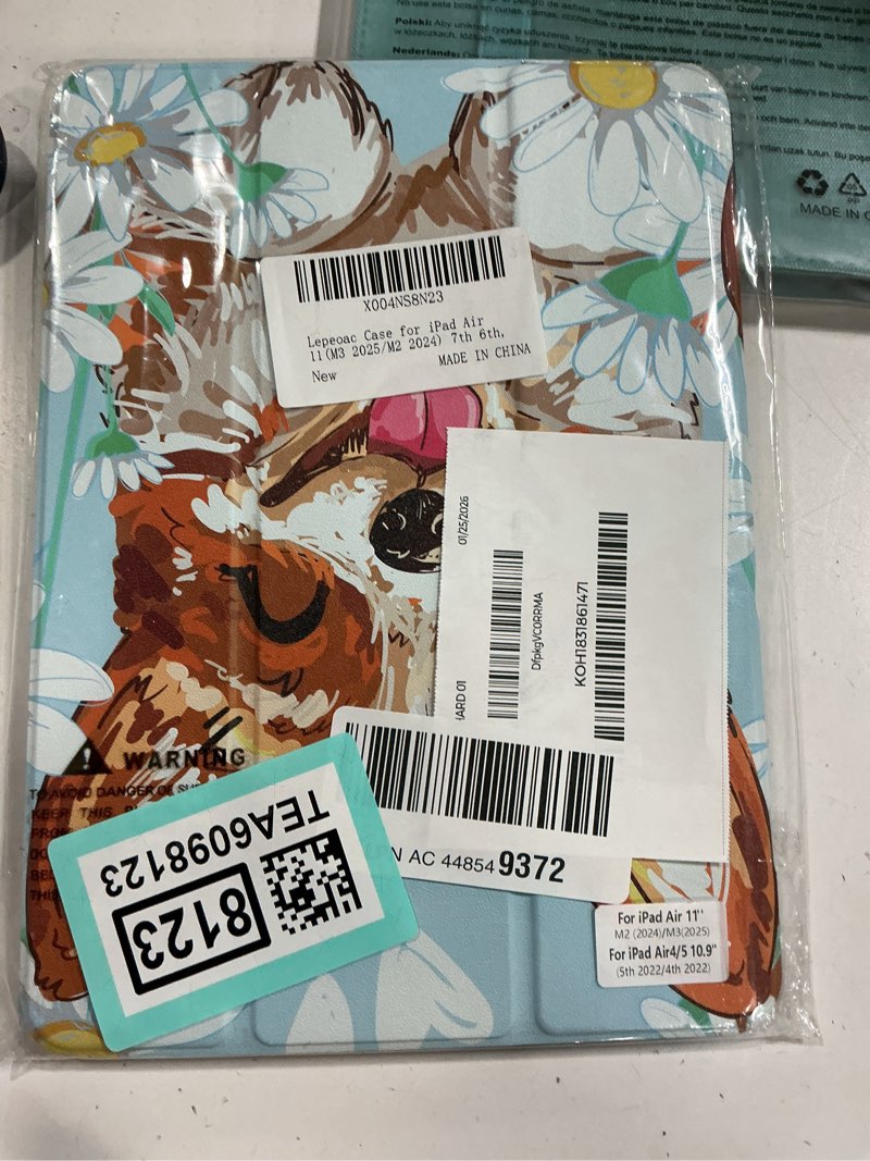 Condition photo showing New/Like New for Case for iPad Air 11(M3 2025/M2 2024) 7th 6th, iPad Air 4 & 5 10.9 inch 5th 4th (2022/2020) Case, Slim Stand Cover with Hard Translucent Back Shell Auto Wake/Sleep, Distorted Smiles