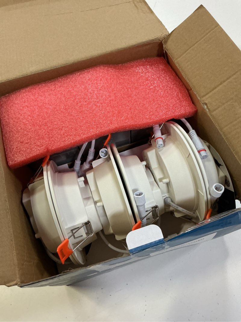 Condition photo showing Good Condition for smart recessed lighting 4 inch rgbcw color changing 12w led recessed ceiling lights with junction box,1080lm canless downlight compatible with alexa,dimmable by bluetooth control (6 pack) white shell 6 pack