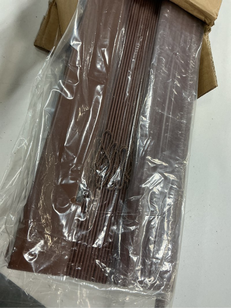Condition photo showing Good Condition for Eclipse 2in. Faux Wood Blinds, 33.5"W x 48"L in Dark Oak - Cordless Window Blinds, Certified Safe fo