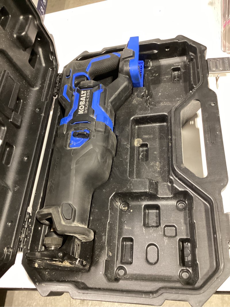 Condition photo showing As Is for kobalt xtr 24-volt variable speed brushless cordless reciprocating saw