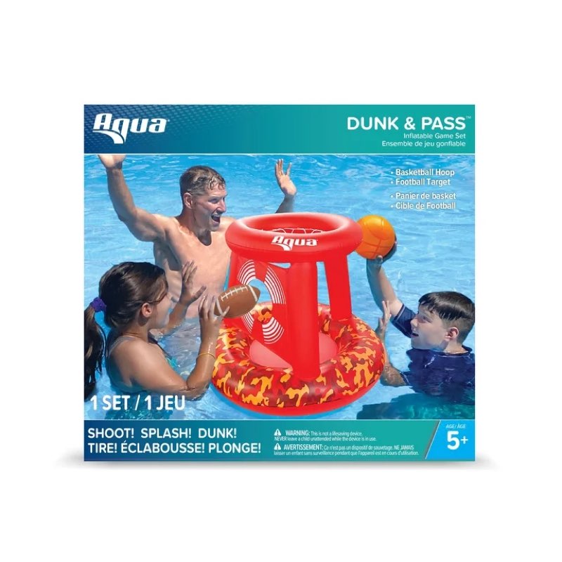 aqua dunk & pass 2-in-1 inflatable game pool toy set