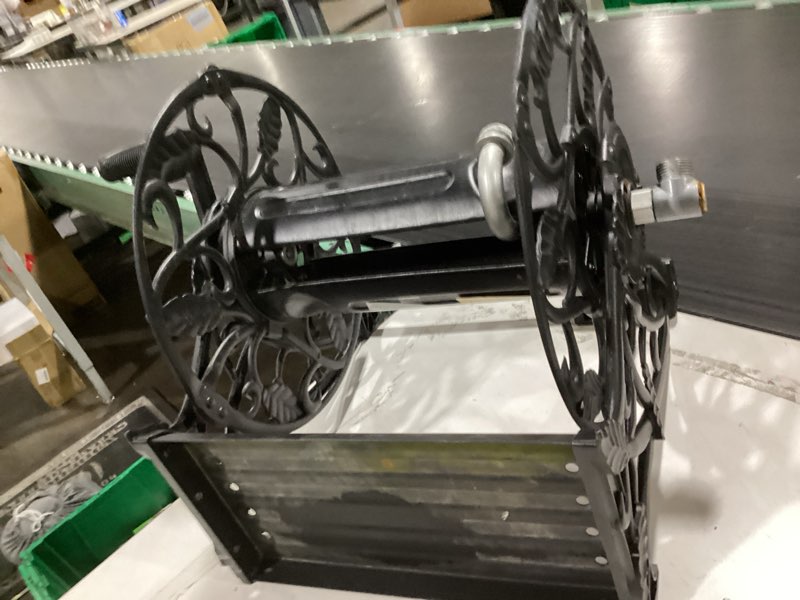 Condition photo showing As Is for project source steel 125-ft wall-mount hose reel