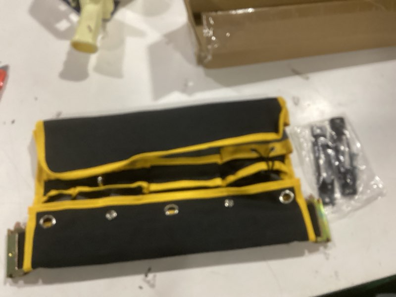 Condition photo showing Good Condition for E-Track Hanging Tool Organizer, E Track Wall Hanging Pocket Tool Holder, E-Track Accessories for Enclosed Trailer, Garage Warehouse and Workshop, Etrack Wall Mount Multi Pockets Tool Organizer 1 Pack