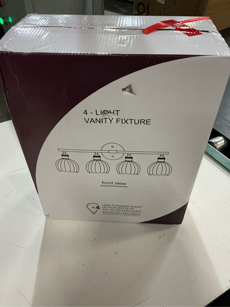 Condition photo showing New/Like New for vintage bathroom light fixtures,4-light hardwired vanity lights with green tulip glass shade,gold bathroom vanity light for mirror restroom,e26 socket,25.2 in(bulbs not included) 4-light hardwire-glod metal finish-green glass shade