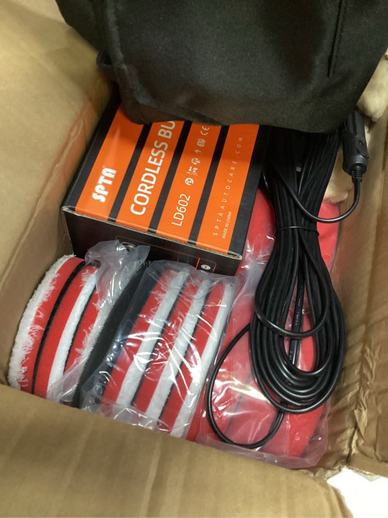 Condition photo showing Good Condition for cordless car buffer polisher, spta polisher with 2pcs 12v lithium rechargeable battery brushless polisher with variable speed, portable polisher with polishing pads kit for waxing