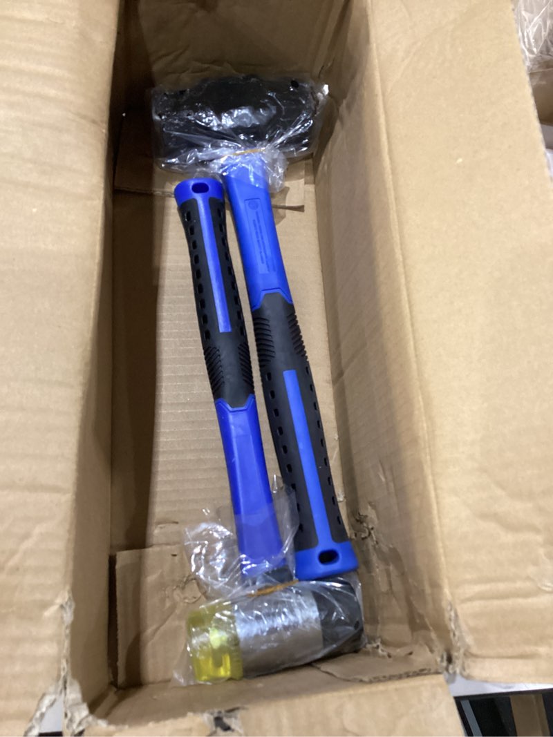 Condition photo showing As Is for only two see warehouse pictures hammer set,rubber mallet 32oz, double-faced mallet 22oz,16oz claw hammer,16oz ball peen hammer,3lb sledge hammer,ergonomic handle