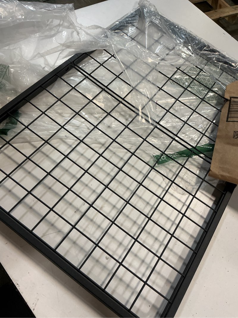 Condition photo showing Good Condition for sswbasics 14 x 14 inch mini black wire grid panel- black wire grid wall panels for retail and home - multi purpose grid wall display shelves - versatile wall grid storage solution
