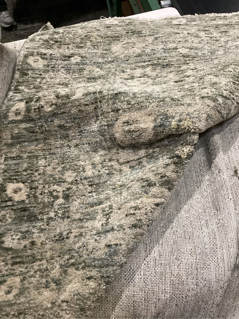 Condition photo showing As Is for loloi magnolia home by joanna gaines junie collection jue-06 lagoon/natural 9'-6" x 13', .38" pile height, area rug lagoon / natural 9'6" x 13' (rectangular)