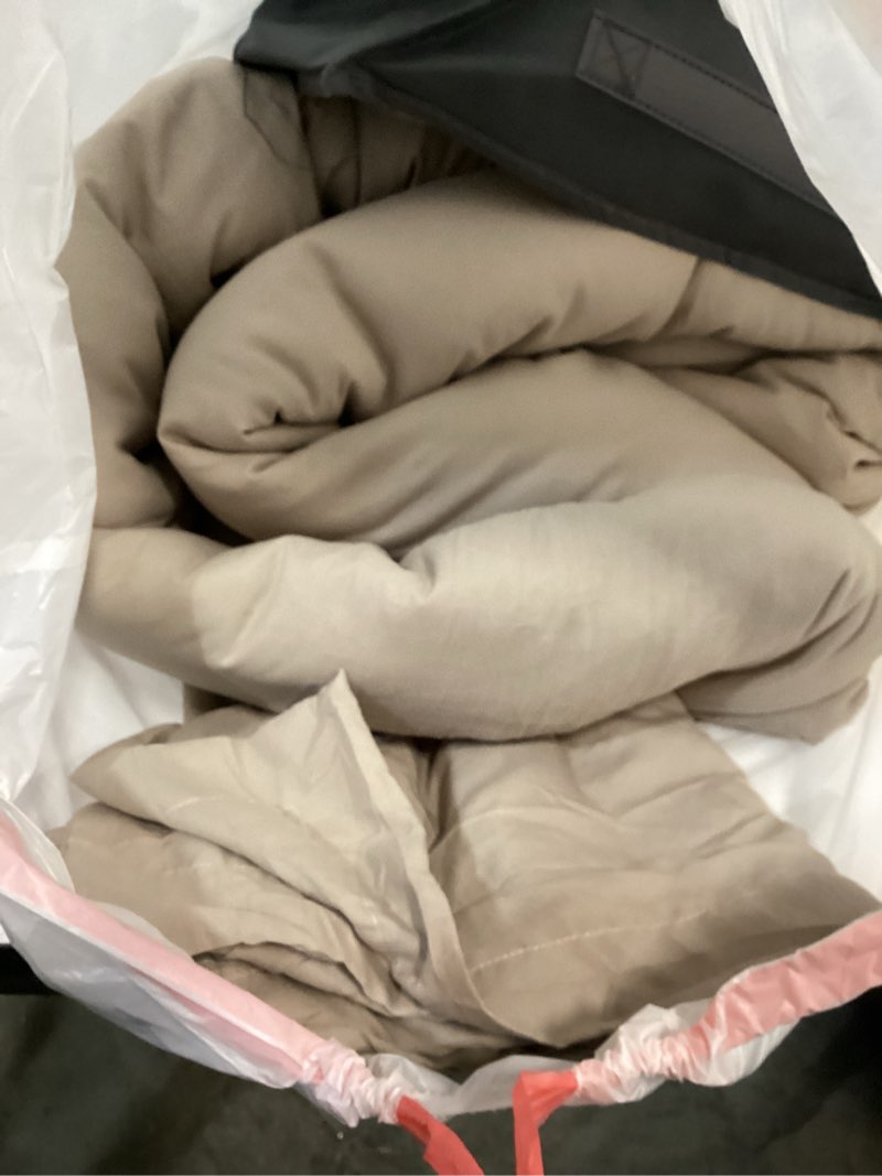 Condition photo showing As Is for Tan Comforter King Size, 3 Piece Dark Khaki Soft Modern Bedding Set, Lightweight Taupe All Season Microfiber Down Alternative Bed Comforter with 2 Pillow Shams for Women Men Tan King