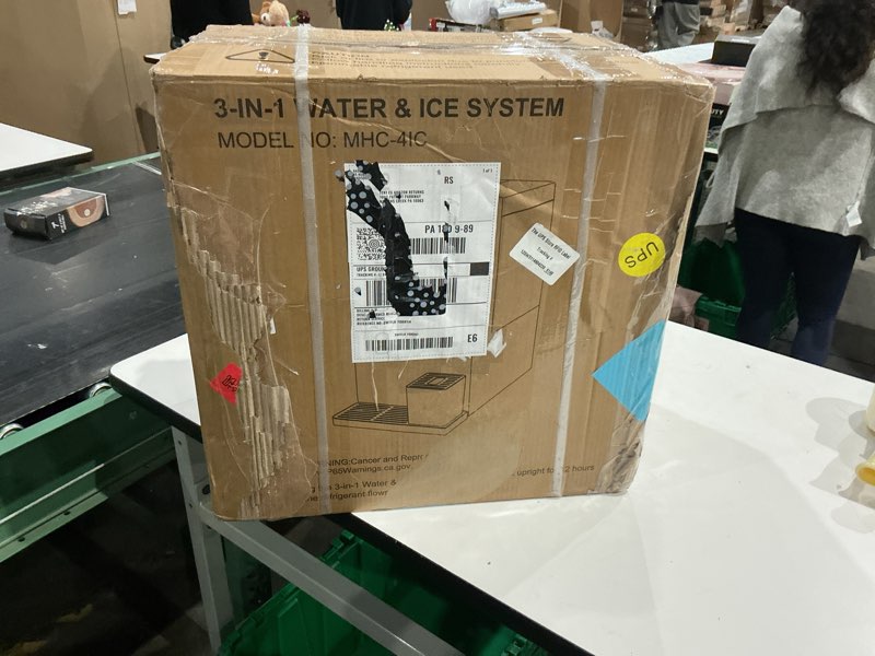 Condition photo showing As Is for exnos 3-in-1 water dispenser with ice maker – compact coffee brewer, k-cup® pod compatible, hot/cold