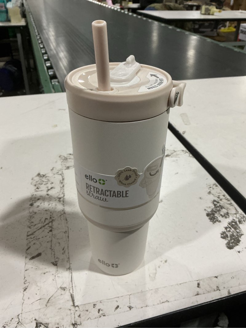 Condition photo showing New/Like New for ello oasis 24oz insulated stainless steel tumbler with straw, cream tonal