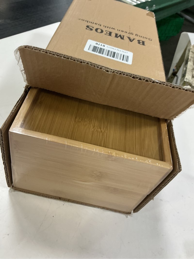 Condition photo showing Good Condition for BAMEOS Deep Utensil Drawer Organizer, Bamboo Silverware Organizer for Kitchen Drawer Storage Flatware Junk Cutlery Jewelry 14"x 6.8" Set of 2 (Natural)