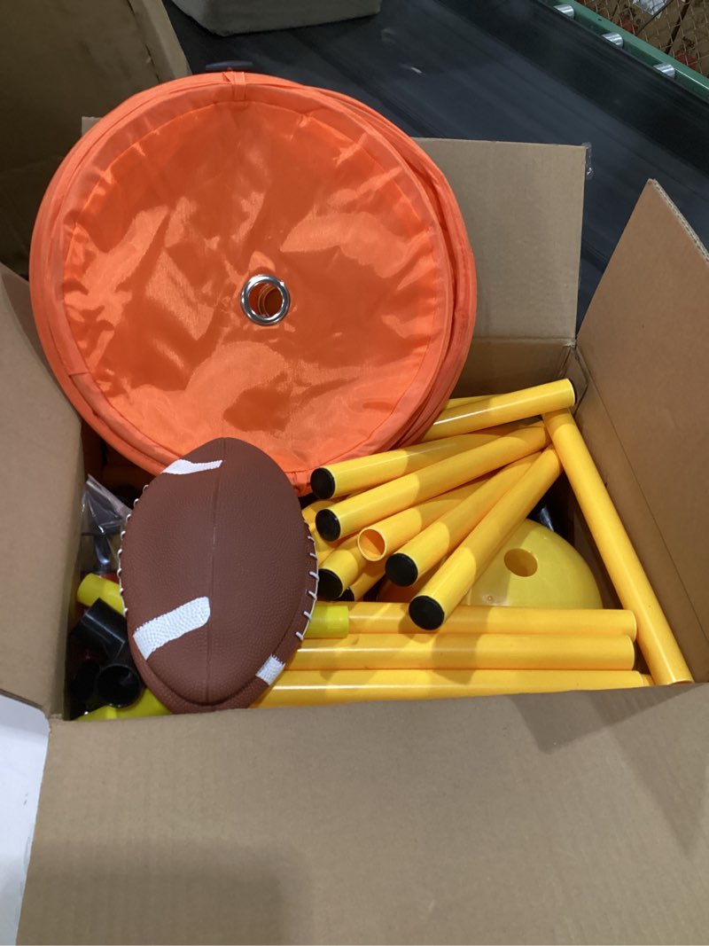 Condition photo showing Good Condition for realspring football goal post 6 x 4 ft goal post with foldable bucket and mini inflatable football kicking tee and pump for sports(2 sets)