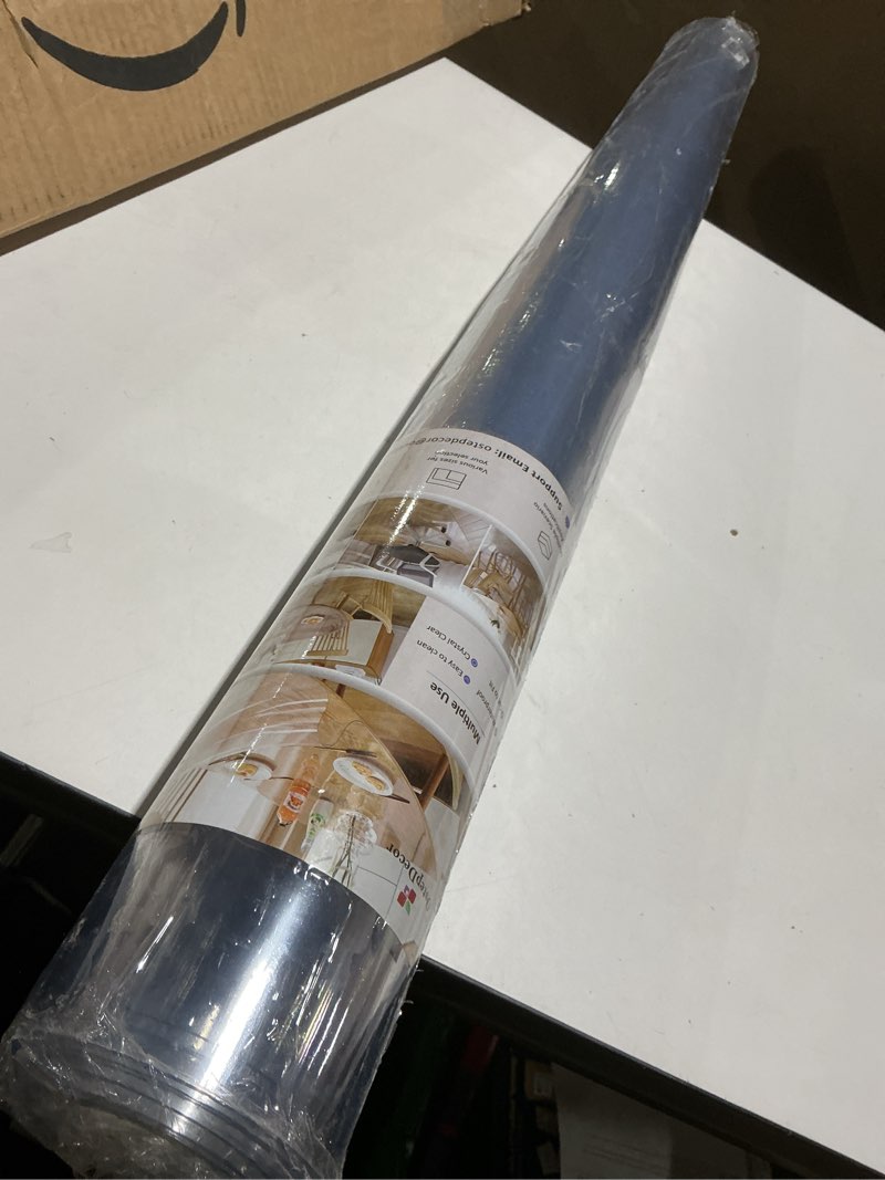 Condition photo showing Good Condition for OstepDecor Clear Table Cover Protector 44 x 108 Inch, 2mm Thick Plastic Table Cover, Table Protector for Dining Room Table, Waterproof & Wipe Clean Table Mat Pad for Kitchen Wood Table 44" x 108" (Rectangular) Crystal Clear 2mm
