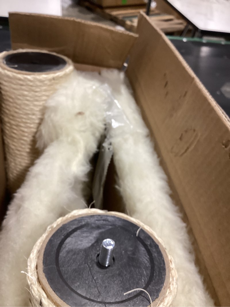 trixie baza scratching post with hammock | 16" base, cream, small