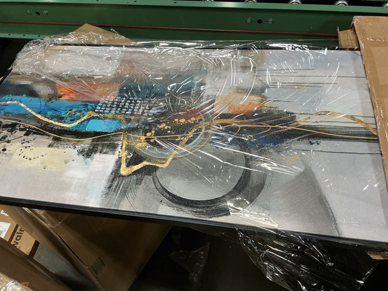 Condition photo showing Good Condition for XLSJERST Large Abstract Frame Wall Art - Black and Blue Cnavas Framed Artwork for Walls Modern Minimalist Boho Gray Pictures Wall Decor for Living Room Bedroom Office Home Decoration 29x58 Inches 30x60 inches Gold and black grey