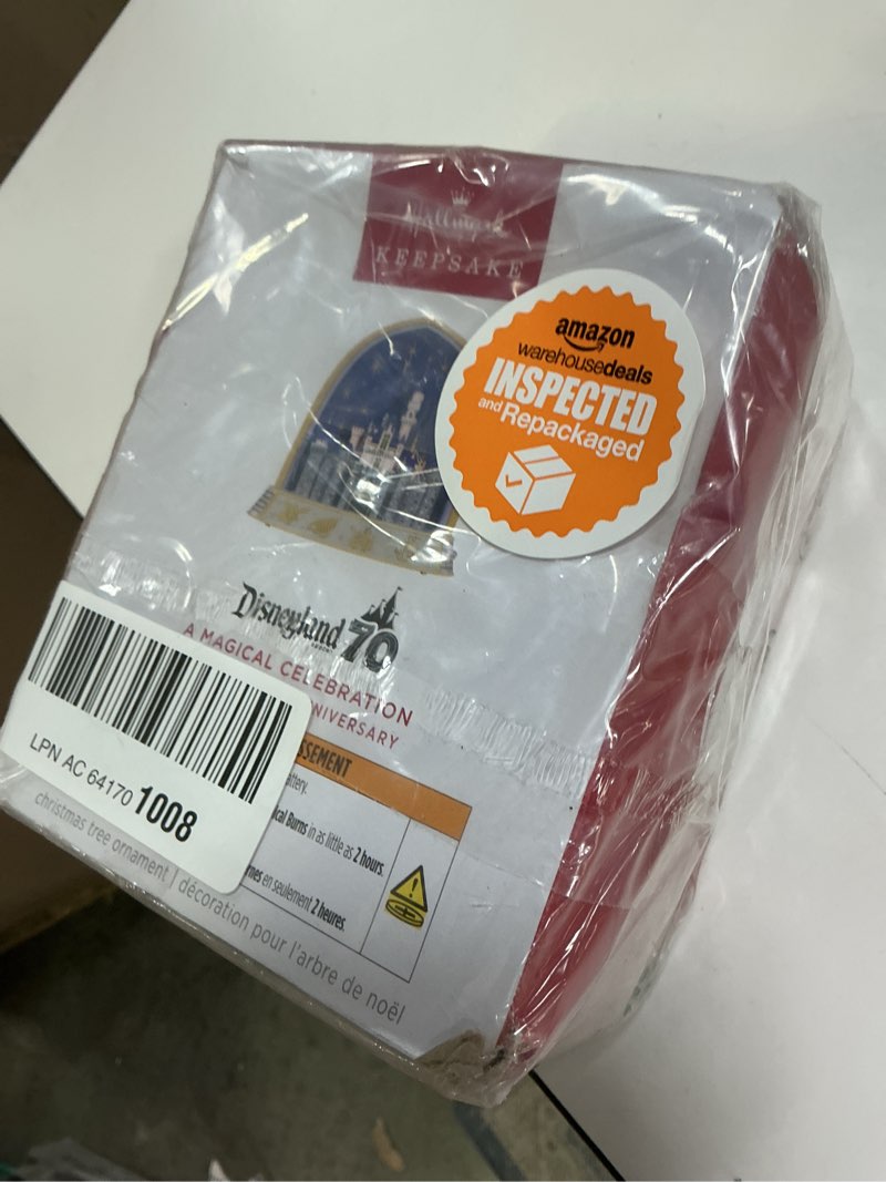 Condition photo showing New/Like New for Hallmark Keepsake Disney Christmas Ornament 2025, Disneyland 70th Anniversary A Magical Celebration Musical with Light, Sleeping Beauty Castle