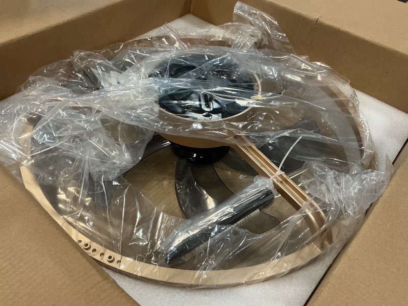 Condition photo showing Good Condition for dllt ceiling fans with lights and remote: 16 inch modern low profile ceiling fan with app control for kids room - gold dimmable led bladeless fandelier with 6 wind speeds quiet dc motor for bedroom gold -1 16 inch