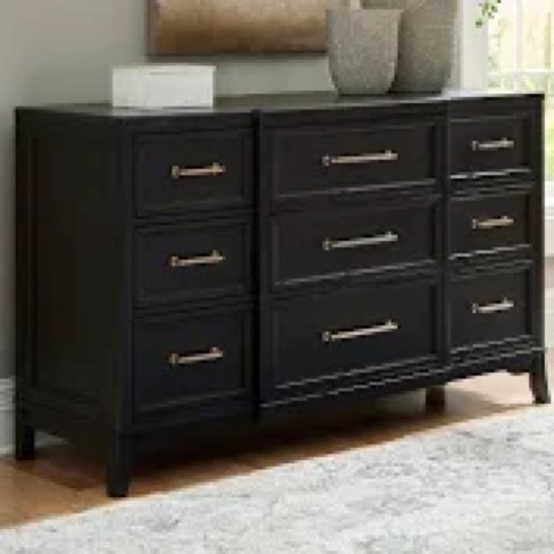Dresser with 9 drawes black  HK-DS-021V1-N-9D-63-1-BBO 