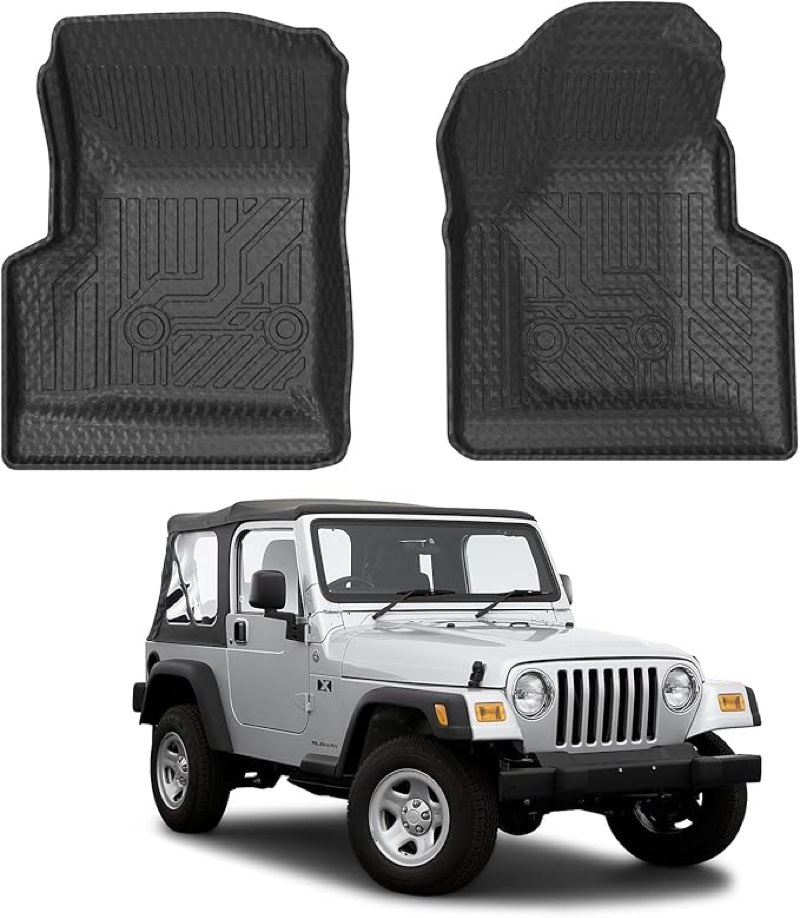 mixsuper custom fit front floor mats for 1997-2006 jeep wrangler tj all weather floor liners 1st row set black