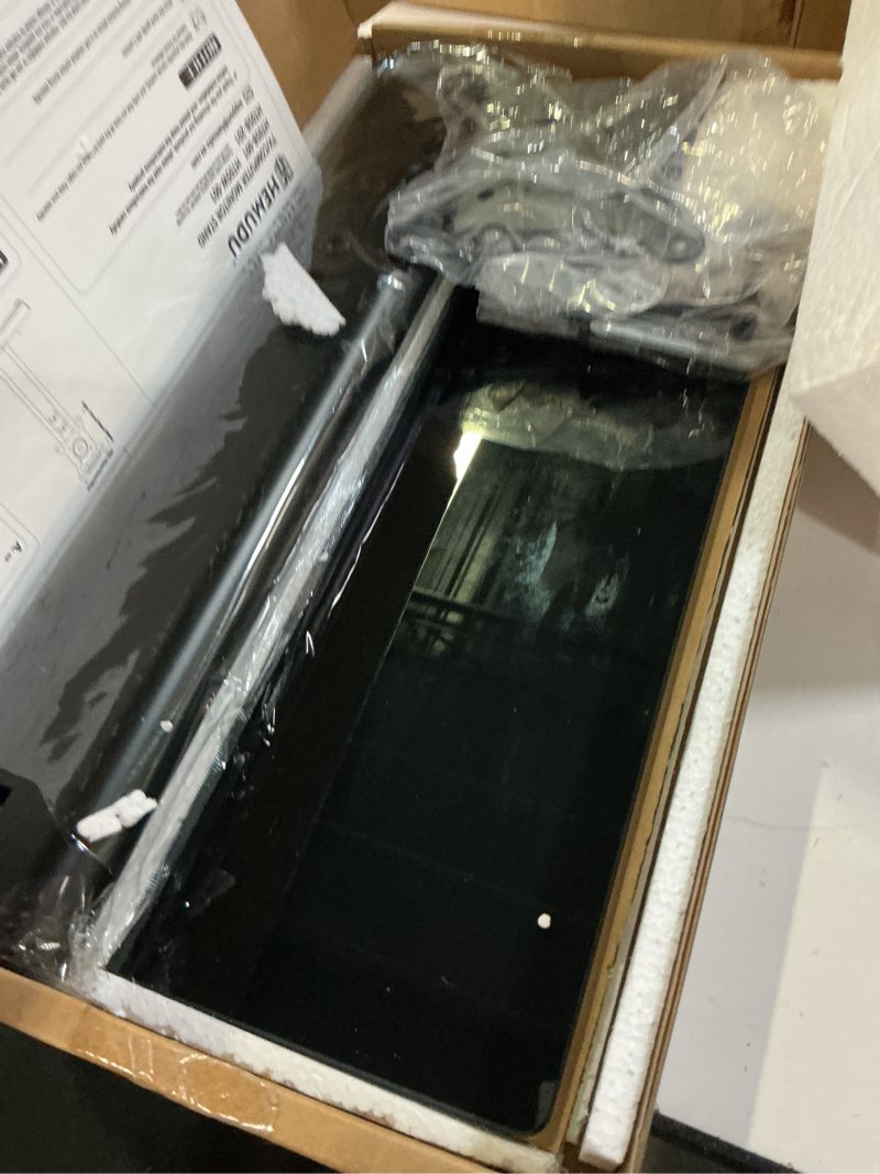 Condition photo showing New/Like New for single lcd computer monitor free-standing desk stand mount riser for 13 inch to 32 inch screen with swivel, height adjustable, rotation, vesa base stand holds one (1) screen up to 77lbs(ht05b-001))