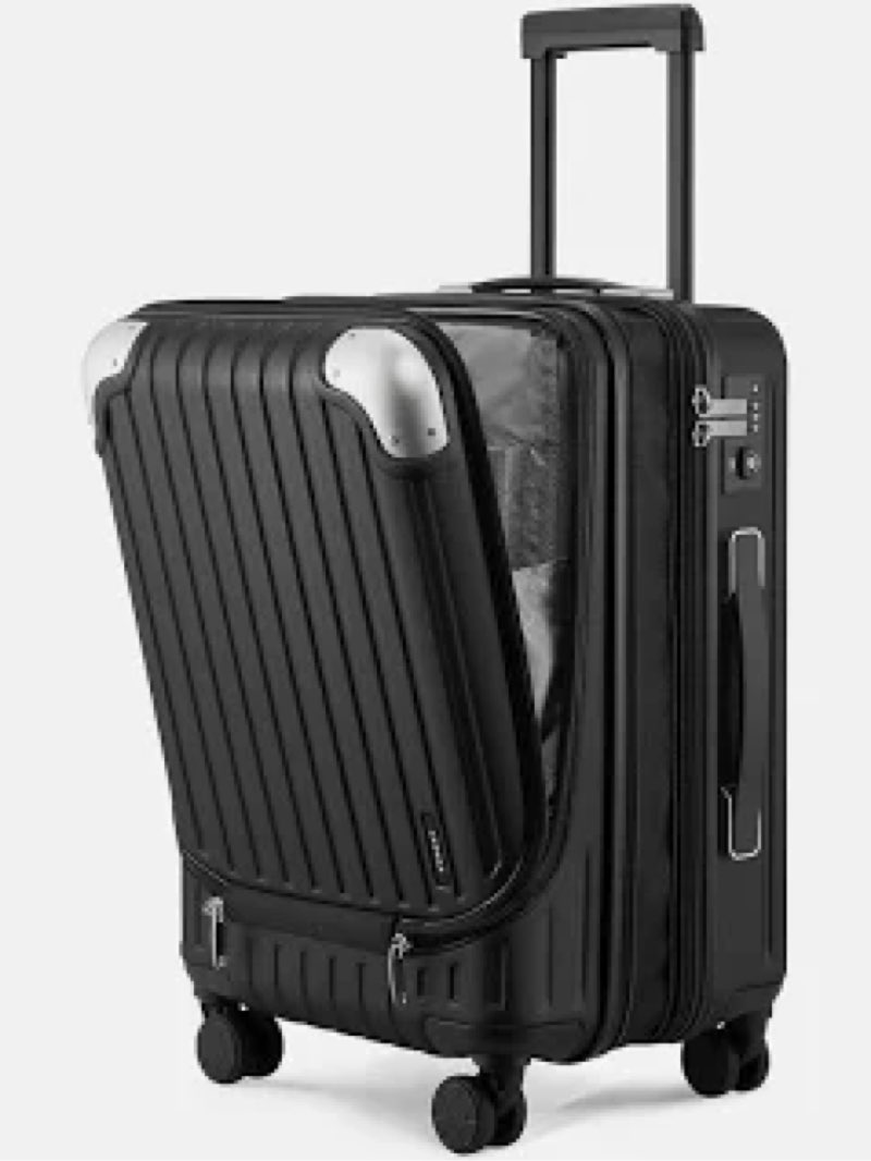 LEVEL8 Grace Hard Shell Carry on Luggage with Front Compartment, 20 Inch Expandable Suitcases with W