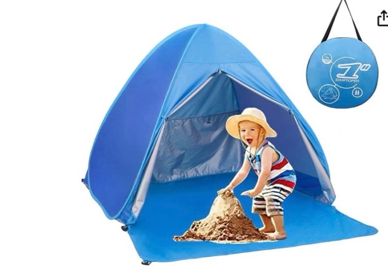 Pop Up Beach Tent Shade Sun Shelter UPF 50+ Canopy Cabana 2-3 Person for Adults Baby Kids Outdoor Activities Camping Fishing Hiking Picnic Touring (Blue)