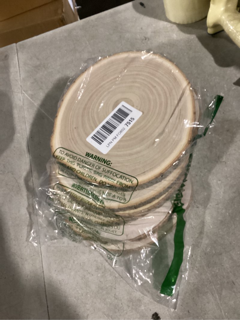 Condition photo showing Good Condition for 8 pcs large unfinished wood slices, 8-9 inches wood slabs for centerpieces natural wooden circle, diy wood centerpieces for tables wedding party door sign decor 8" - 9"