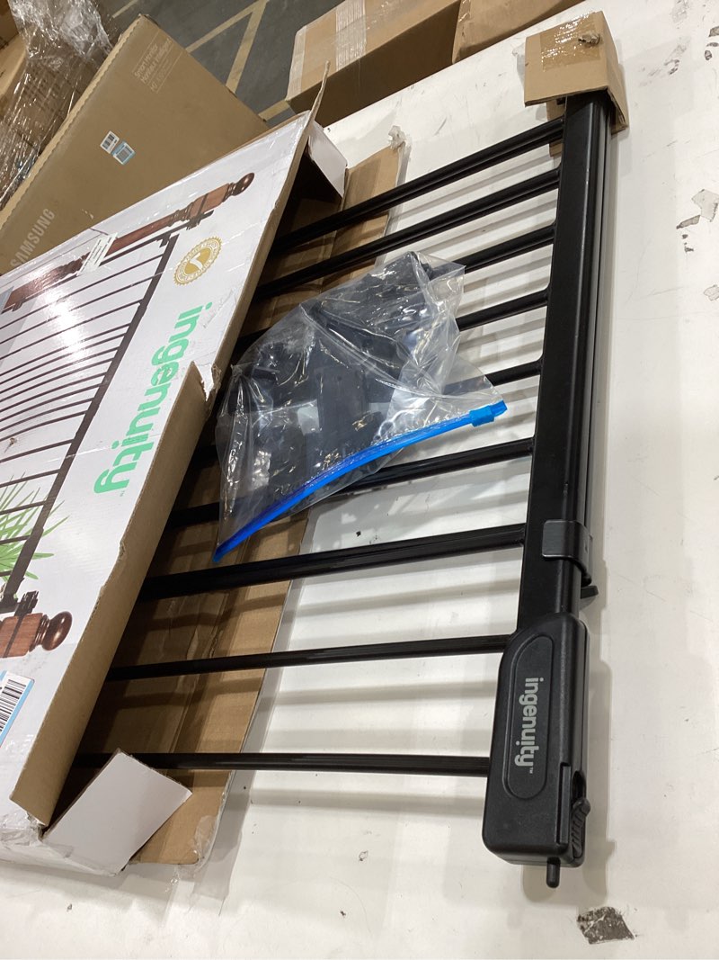 Condition photo showing As Is for Summer Infant Metal Banister & Stair Safety Baby Gate, 31'-46' Wide, 32.5' Tall, Banister & Wall Mount, Black Black Baby Gate