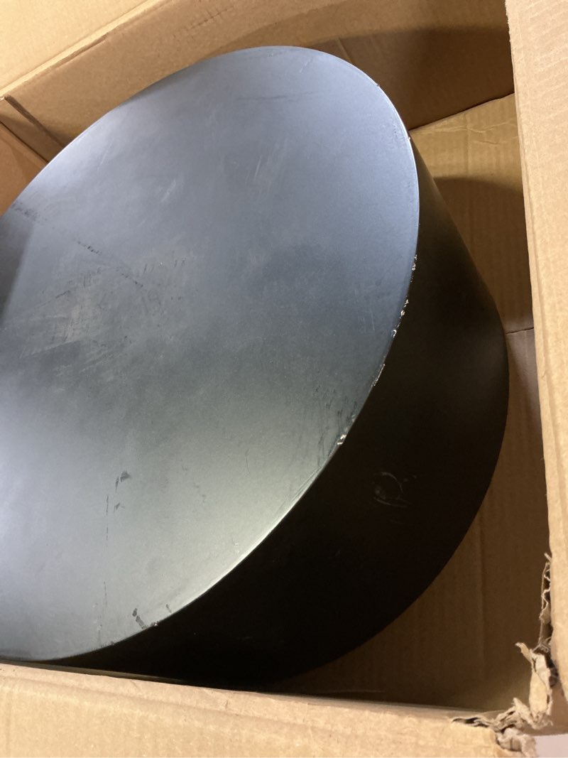 Condition photo showing As Is for jueraori round mannequin display pedestal stand, black platform base for products decoration show, cylinder raiser table for party home boutiques decor and retail shows (19.7x7.9inch) black 19.7x7.9in