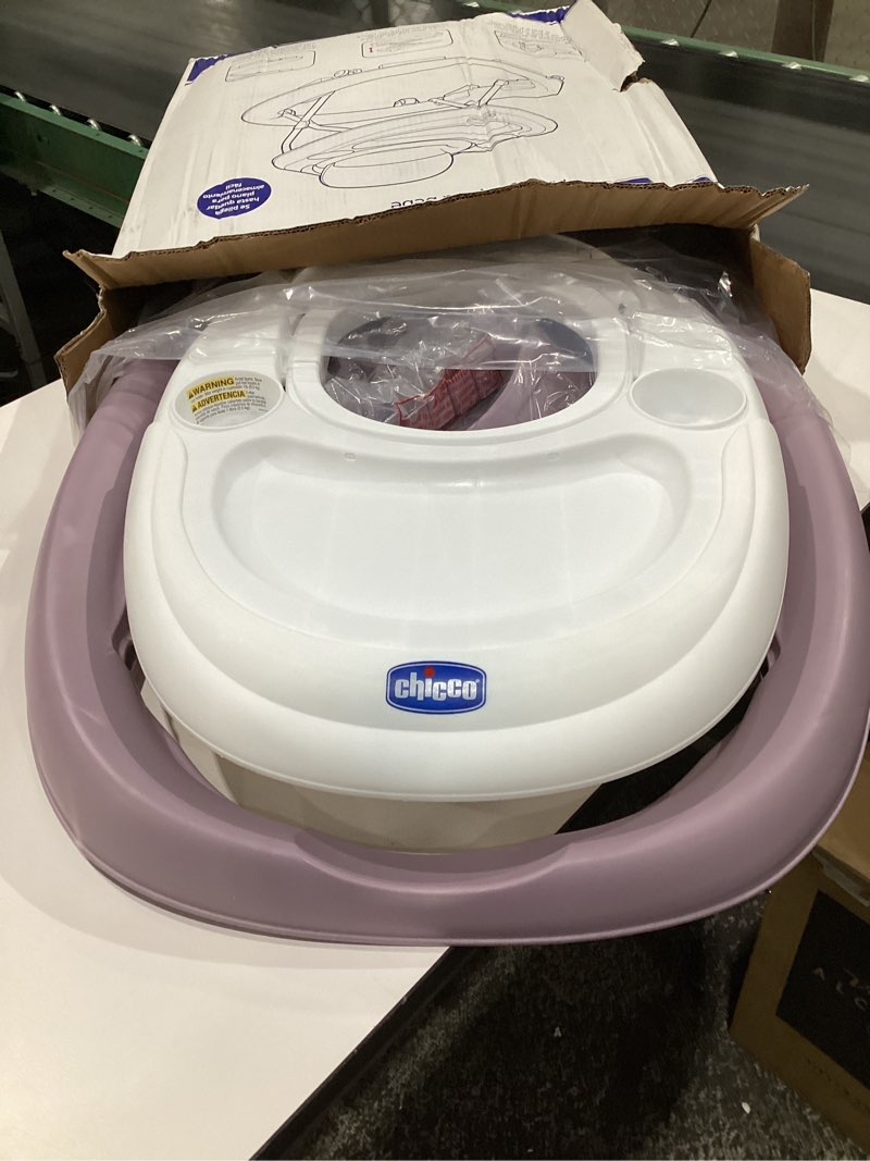 Condition photo showing Good Condition for Chicco Mod Walker Foldable Infant Walker, 3 Height Adjustments, BPA-Free Tray with 2 Cup Holders, Brake Pads, for Children up to 26 lbs., Space-Saving Compact Fold | Lavender/Purple