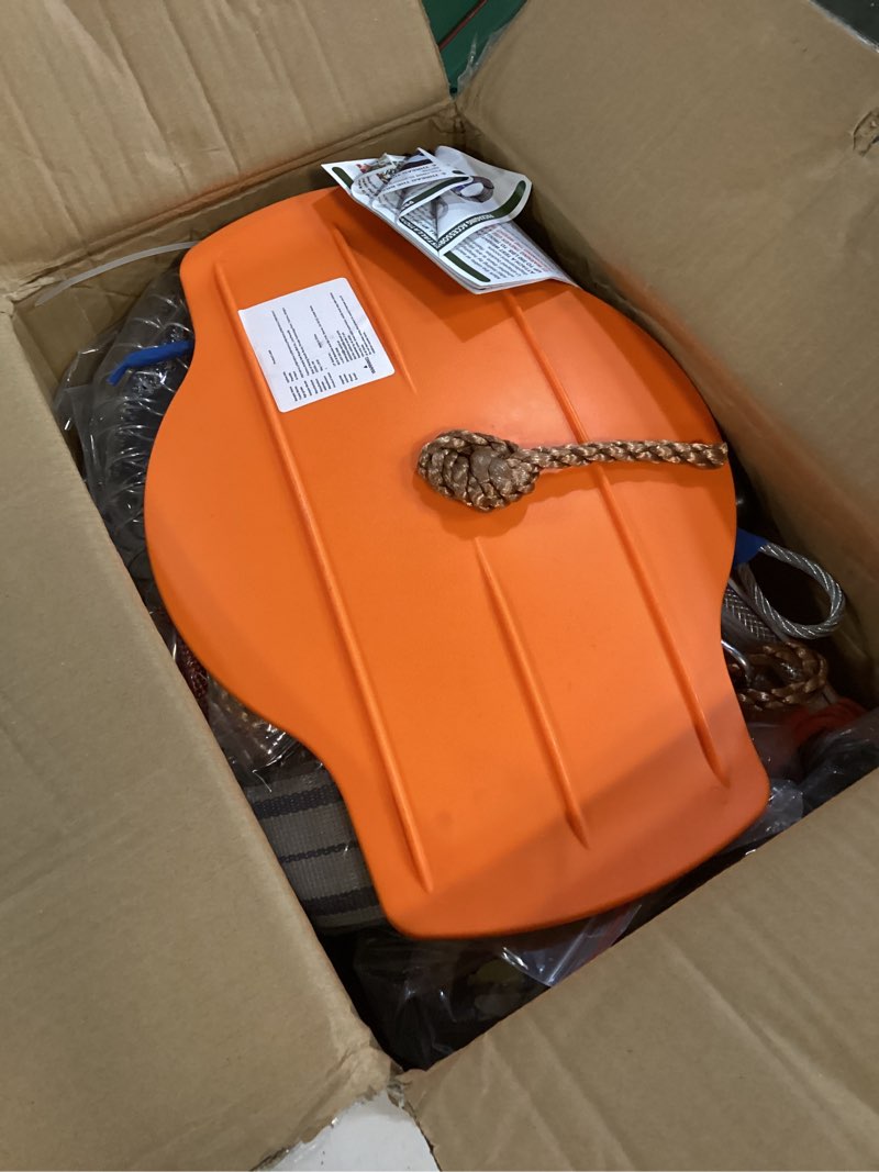 Condition photo showing New/Like New for zipline for backyard kids and adults,zipline kits for backyard with 120ft cable,6ft zipline spring brake and belt,zip line trolley with handle,seat and bag