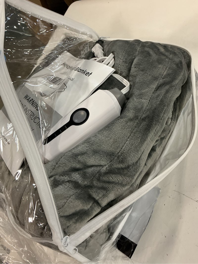 Condition photo showing Good Condition for Electric Heated Blanket Full Size 72×84, Breathable & Luxurious Flannel,Soft Warm Gift with Over-Heat Protection,4 Heating Levels & 10 H Auto Shut Off, Machine Washable, Light Grey 01 - Light Grey 72"x84" (Full Size)