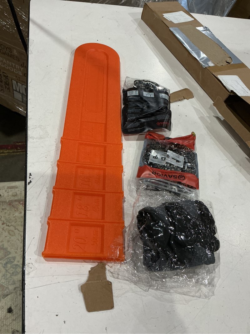 Condition photo showing As Is for savior 20 inch chainsaw bar and chain combo, 3/8" pitch .050" gauge 72 drive links for 455 rancher 555 rancher 570 576xp 257 365 372xp replace for 200sfhk095, 584818, 584271