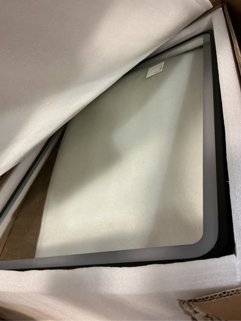 Condition photo showing Good Condition for 20x28 inch medicine cabinet with mirror, recessed or surface mount bathroom medicine cabinet with led lights, anti-fog, memory function, adjustable shelf, dimmable light, etl listed, black,left hinge black 20x28" left hinge