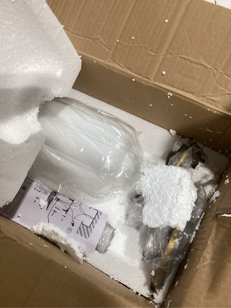 Condition photo showing New/Like New for ckensu vintage milk white glass wall sconce - milk glass shade antique brass indoor wall light for bedroom, living room, and hallway