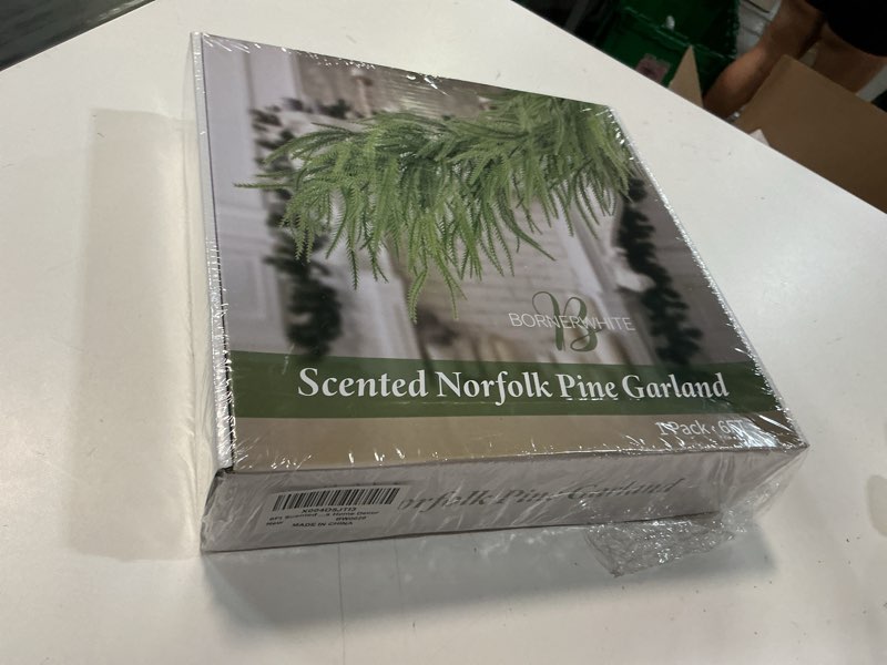 Condition photo showing New/Like New for 6ft scented christmas norfolk pine garland real touch winter fir scent artificial pine greenery garlands deluxe norfolk cedar garland for holiday indoor table fireplace wall mantle stair home decor 1 6ft