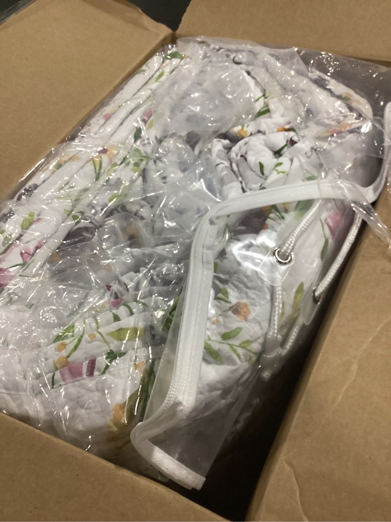 Condition photo showing Good Condition for sanracie oversized king bedspread(128"x120"),100% cotton floral quilt set extra wide 3pcs lightweight summer yellow wild flower botanical printed pattern bedding coverlet california king size oversized king plus (128 x 120) floral b
