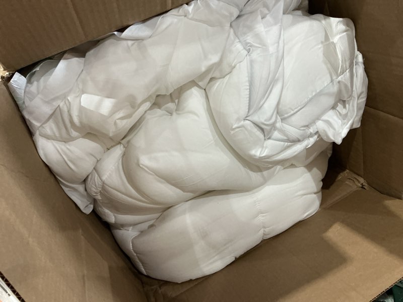 Condition photo showing As Is for dual layer 4 inch memory foam mattress topper king size, 2" cooling gel memory foam & 2" pillow top mattress pad cover for back pain relief, deep elastic pocket, medium support, white