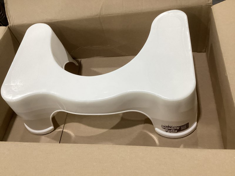 Condition photo showing As Is for squatty potty simple curve bathroom toilet stool 7" white
