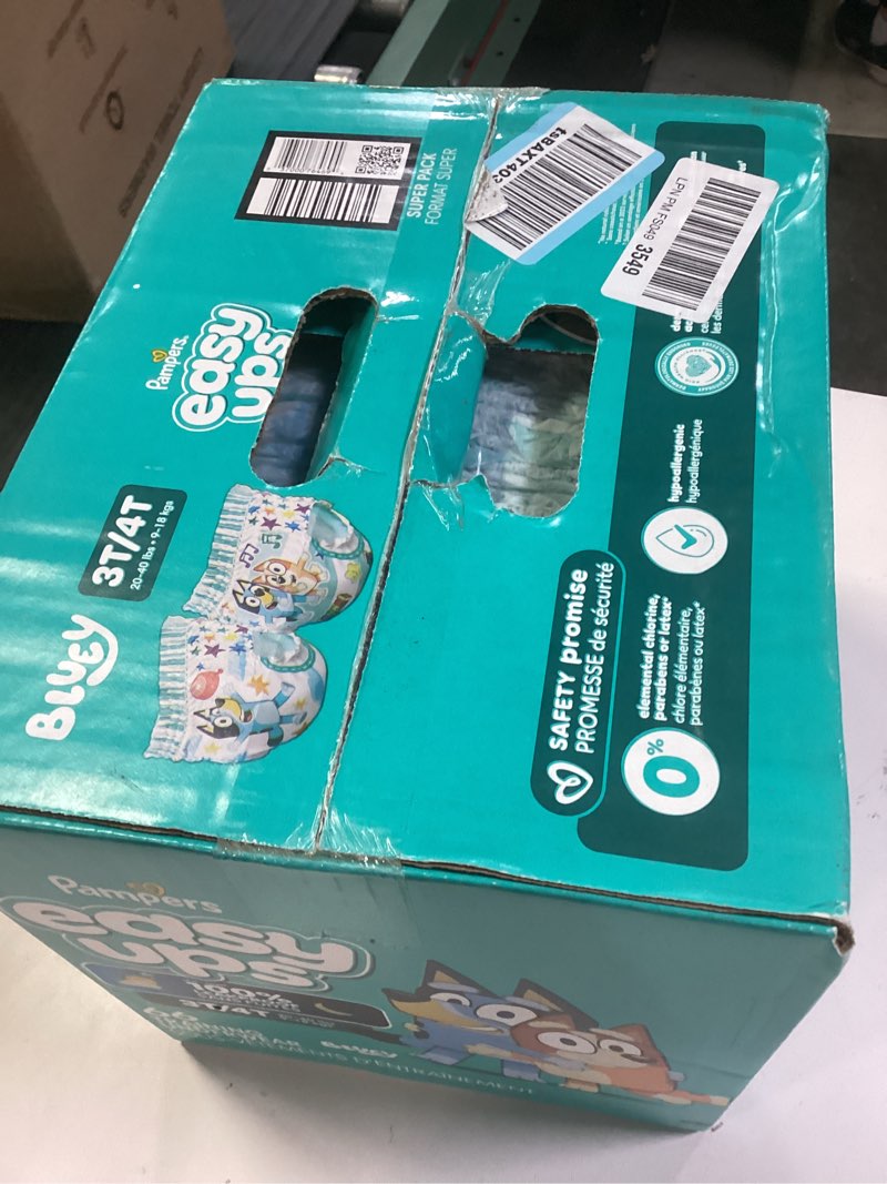 Condition photo showing New/Like New for pampers training pants - easy ups boys & girls bluey - size 3t-4t, 66 count, children's potty underwear (packaging may vary) 3t-4t 66