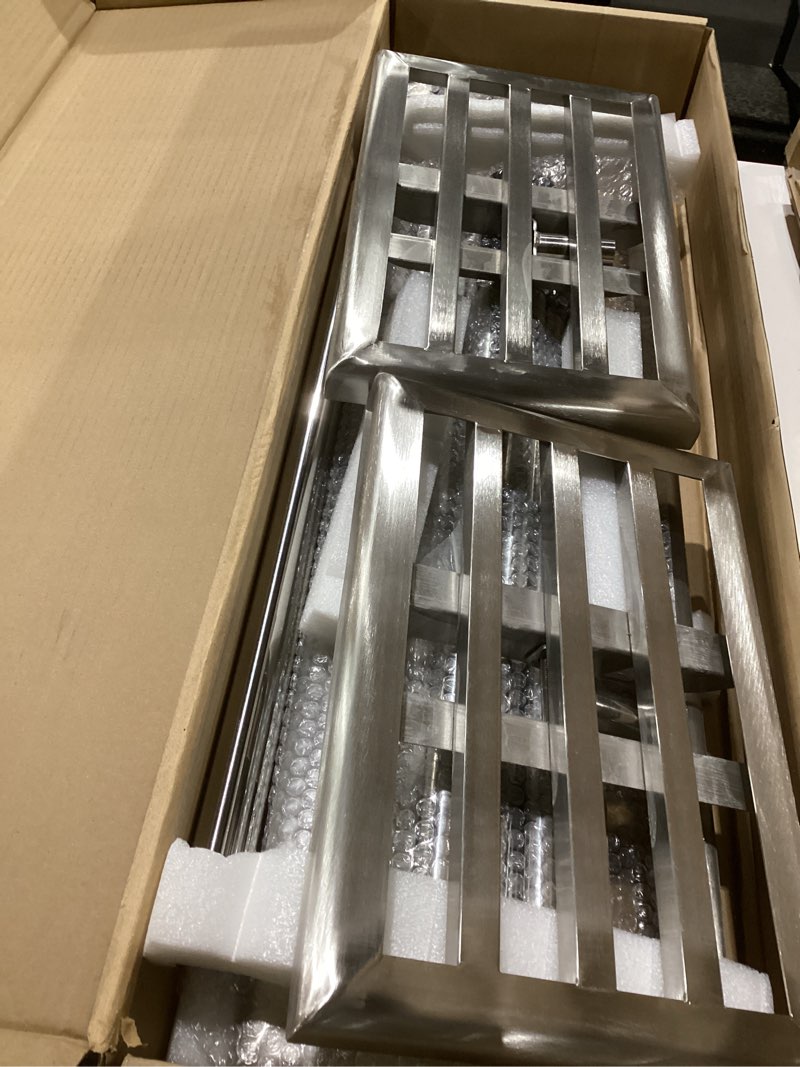 Condition photo showing New/Like New for Goplus Lawn Leveling Rake, 46\" x 10\" Heavy Duty Level Lawn Tool w/ Ergonomic Handle for Soil, Effort-Saving Landscape Rake for Garden, Backyard, Golf Course, Farm, Pasture, Silver, SIMILAR TO STOCK PHOTO 