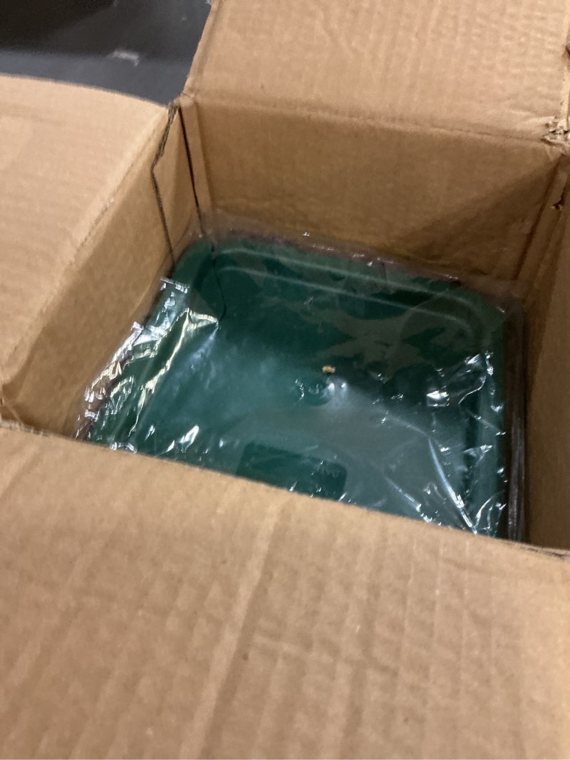 Condition photo showing As Is for TSUBOR 4 Pack Food Storage Containers with Green Lids, 4.0 Qt - Square, Clear, Polycarbonate, for Restaurant Commercial Kitchen and Home party 4.0 Qt-Green Lids