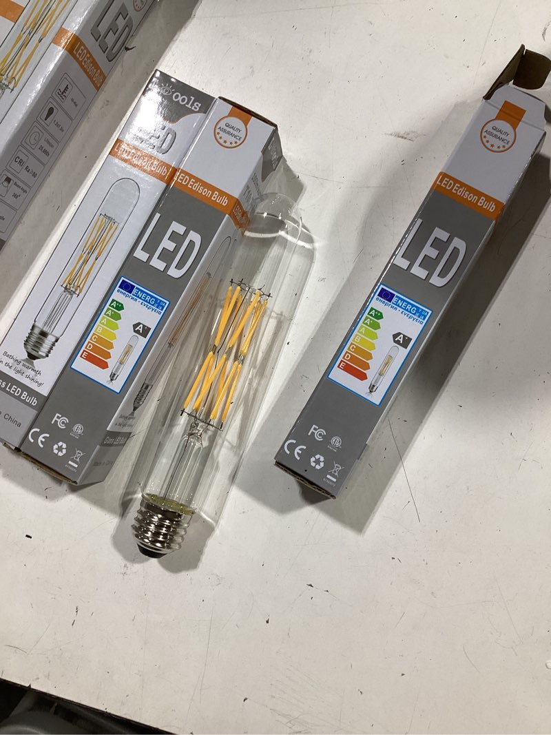 Condition photo showing Good Condition for t10 led tubular bulb,100 watt incandescent bulb,12w t30 dimmable edison led long bulb,3000k soft white,e26 medium base lamp,7.3in(185mm),3-pack 12w=100w soft white 3000k