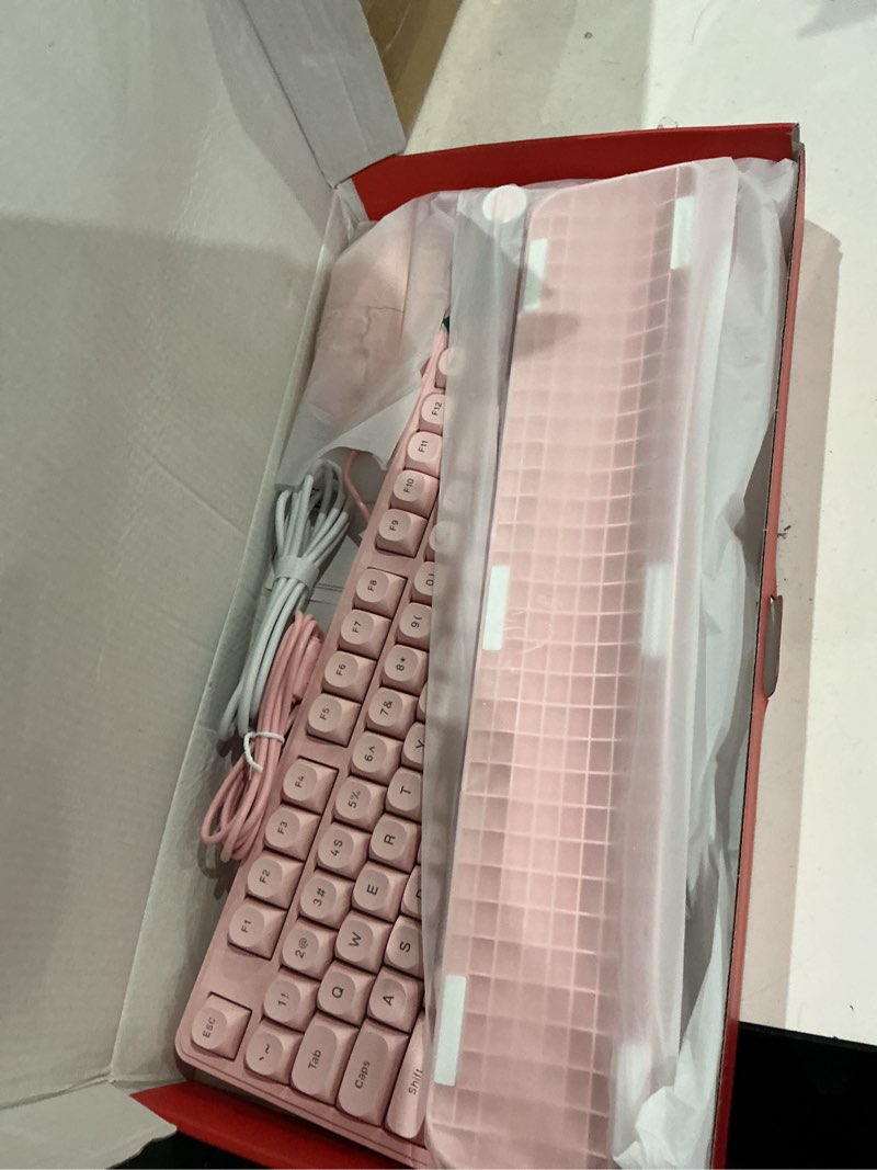 Condition photo showing Good Condition for eweadn wired keyboard and mouse combo with detachable wrist rest, quiet ergonomic keyboard mouse set with multimedia knob, rgb backlit, double-shot keycaps natural typing for laptop, pc - pink
