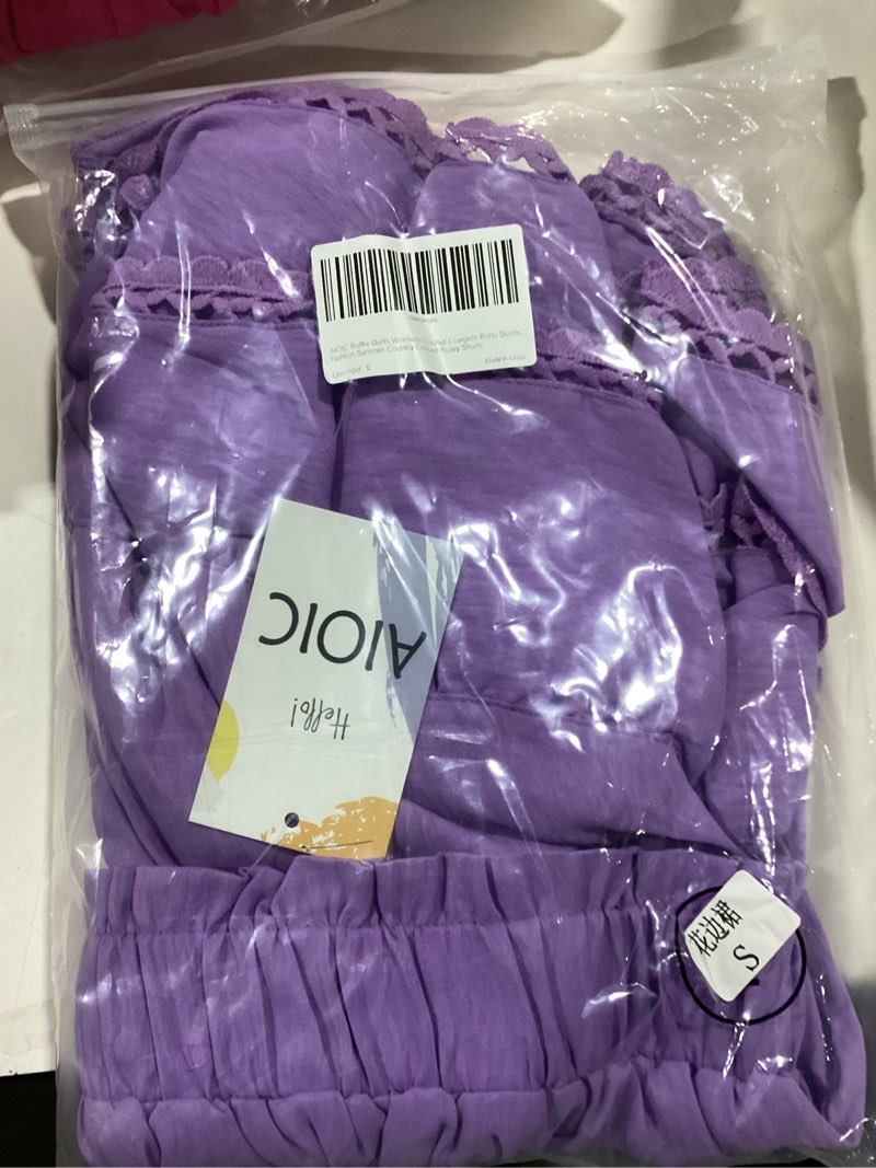 AIOIC Ruffle Skorts Womens Crochet Boho Skirts Country Concert Flowy Skort with Pockets Lavender