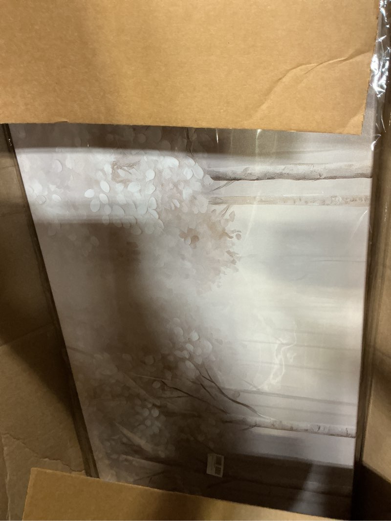 Condition photo showing Good Condition for ancxwoter large forest wall art for living room light grayish-white misty birch tree picture for bedroom office modern landscapes canvas prints ready to hang 20x40 inch?this color is a kind of light beige with a hint of gray, misty and dim.? 20"l x 40"w light grayish white