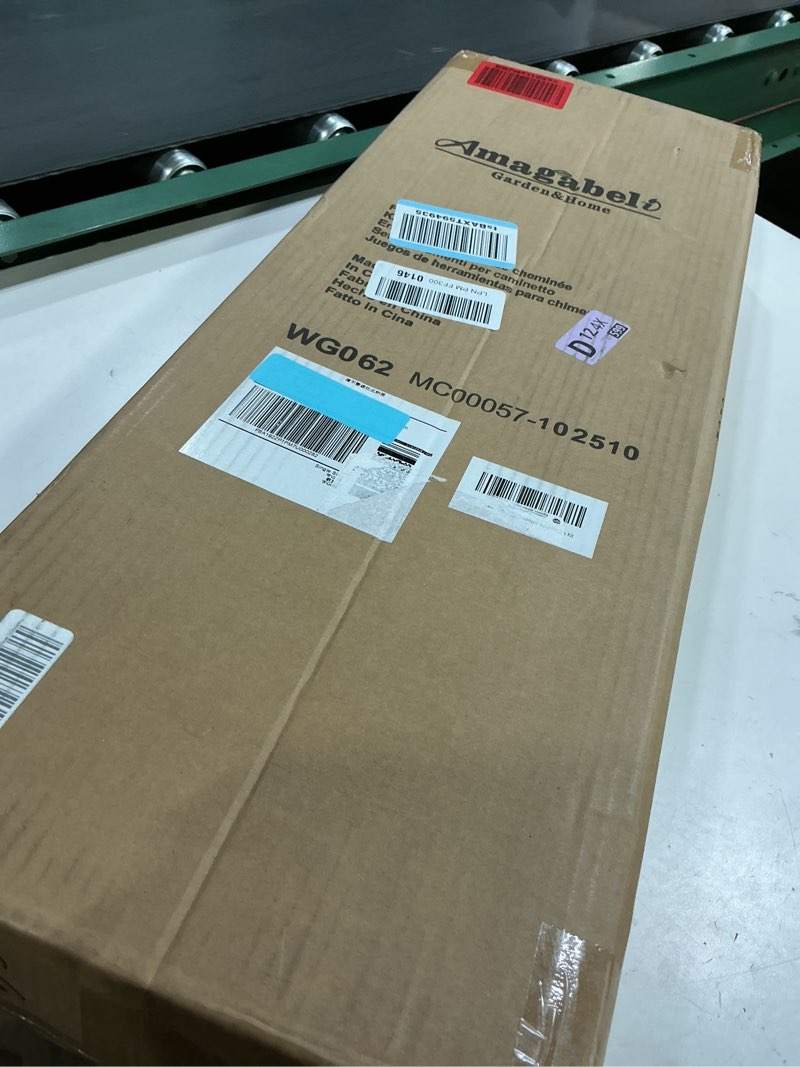 Condition photo showing Good Condition for AMAGABELI GARDEN & HOME 5 Pieces Fireplace Tools Set Indoor Wrought Iron Fire Place Pit Large Poker Wood Stove Log Firewood Tongs Holder with Handles Modern Black Outdoor Accessories Kit