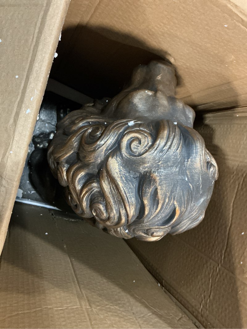 Condition photo showing Good Condition for sculptures garden statues, outdoor lion statue 27in tall, magnesium oxide stone composite animal sculpture statue decor for home decor yard patio garden, dark gray with gold accents