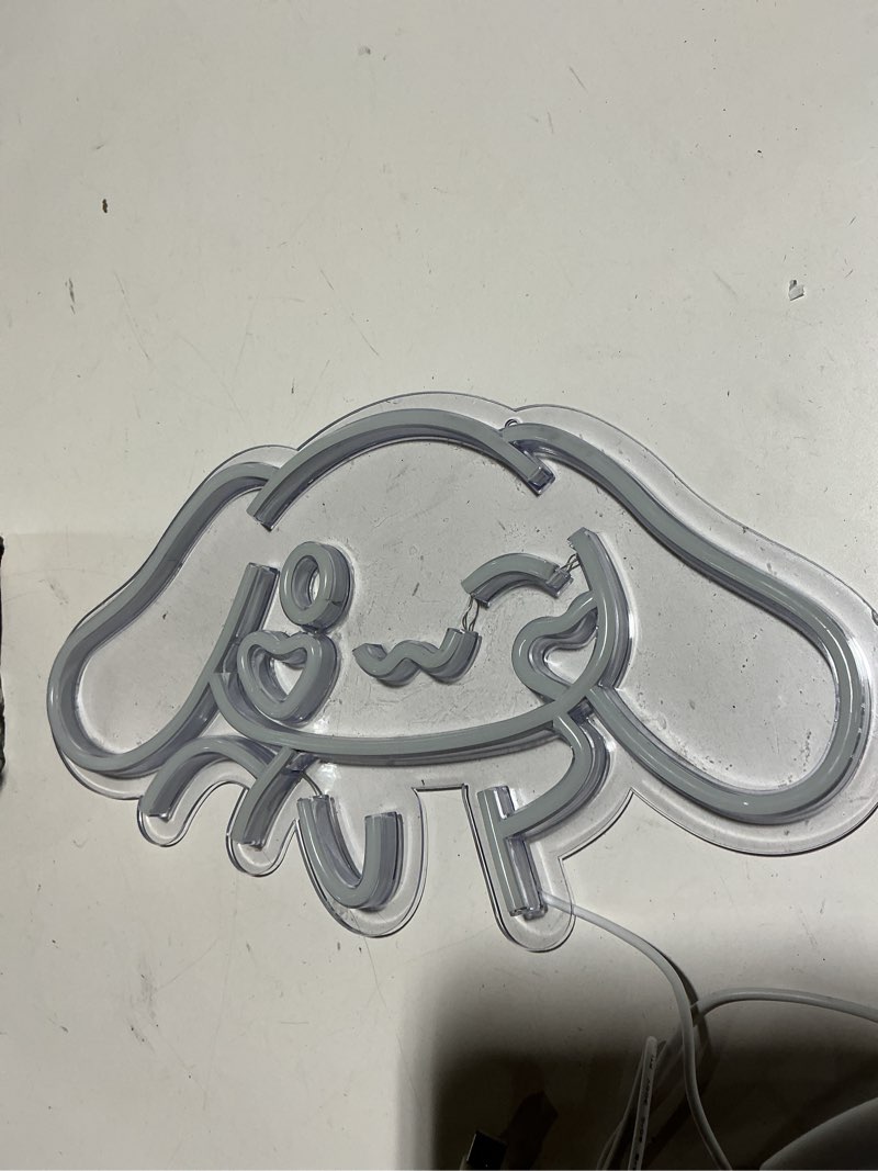 Condition photo showing Good Condition for cinnamoroll neon sign usb powered for room decor, japanese cartoon character dog dimmable neon light sign for kids bedroom wall art birthday gift 17.5 * 9.5 inches cinna-white